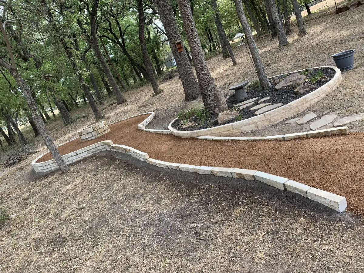 Retaining wall and landscape project in Hudson Oaks TX